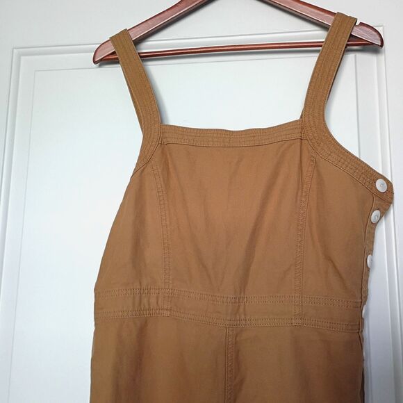 Gap Trapunto Jumpsuit Romper Overalls Tan Ivory Buttons Womens 8 Adjustable - Picture 3 of 10